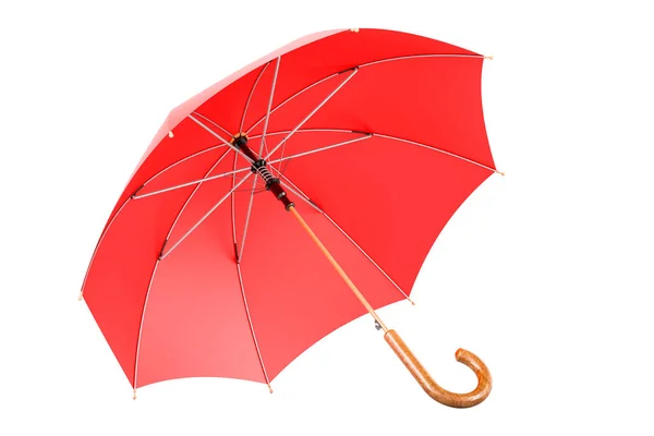 Kırmızı Şemsiye Yakın Plan Beyaz Arkaplanda Görüntüleme Izole Edildi — Stok fotoğraf
