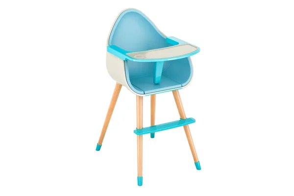 婴儿高椅子与可移动托盘 3D渲染隔离的白色背景 — 图库照片