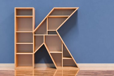 K harfi içerideki kitaplık olarak, 3B oluşturma