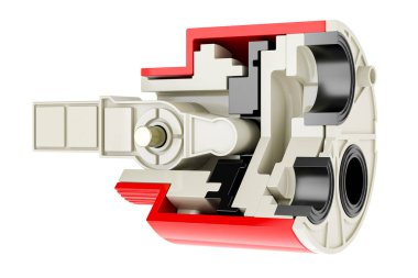 Cross-section of Replacement Faucet Cartridge. 3D rendering isolated on white background 