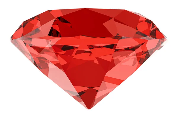 Joya Roja Con Corte Diamante Representación Aislada Sobre Fondo Blanco — Foto de Stock