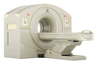 PET tarayıcı, pozitron emisyon tomografisi veya Manyetik Rezonans Görüntüleme MR 'ı, beyaz arkaplanda 3 boyutlu görüntüleme