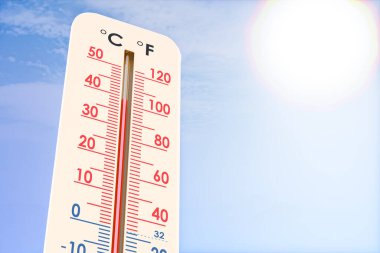 Heat wave concept with thermometer, 3D rendering clipart