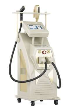 Saç Temizleme ve diğer kozmetik işlemleri için Lazer Dövme Silme Makinesi. Şeffaf arkaplanda 3B görüntüleme izole edildi