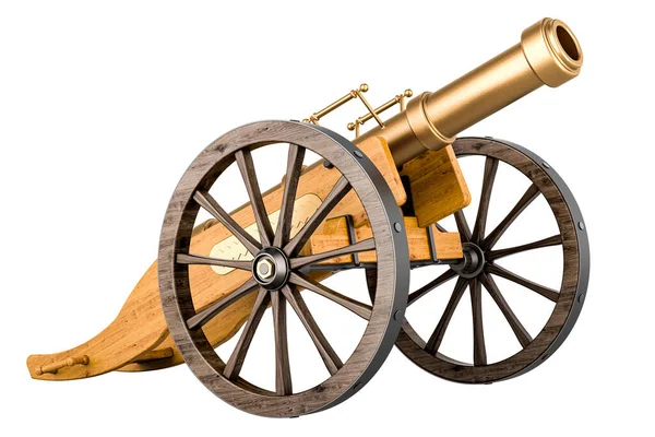烟花的老式大炮在白色背景上孤立的3D渲染 — 图库照片