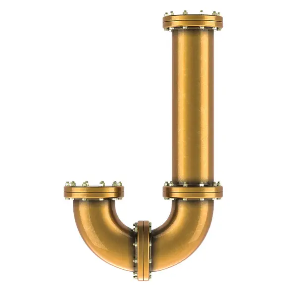 青銅または真鍮の管からの手紙J 白い背景で隔離される3Dレンダリング — ストック写真