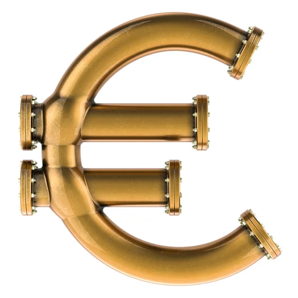 Euro Signe Cuivre Bronze Laiton Tuyaux Rendu Isolé Sur Fond — Photo