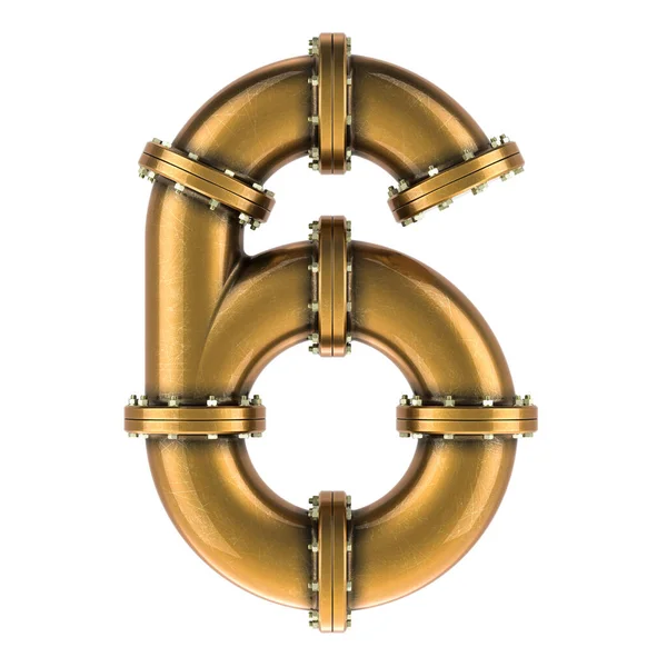 Number Copper Bronze Brass Pipes Rendering Isolated White Background — Stock Photo, Image