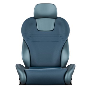 Kova koltuğu, araba koltuğu. Ön manzara. Beyaz arkaplanda 3B görüntüleme izole edildi 