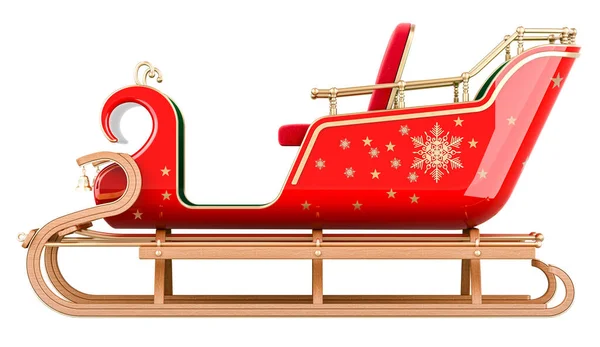 Noel Baba Kızağı, yan görüş. Beyaz arkaplanda 3B görüntüleme izole edildi