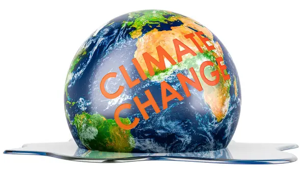 Melting Earth Calentamiento Global Concepto Cambio Climático Renderizado Aislado Sobre — Foto de Stock