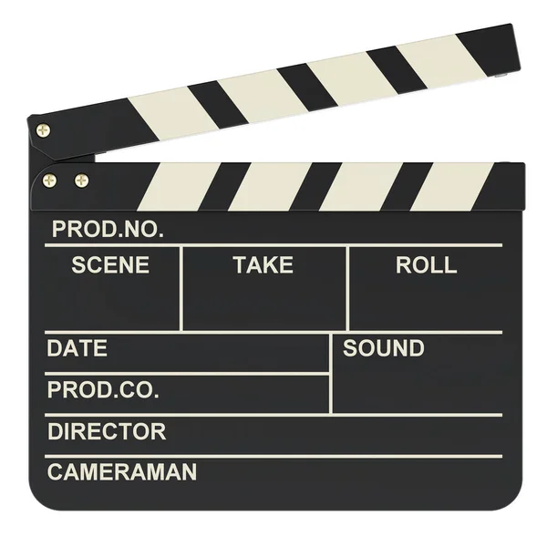 Clapperboard Film Tleskač Vykreslování Izolované Bílém Pozadí — Stock fotografie