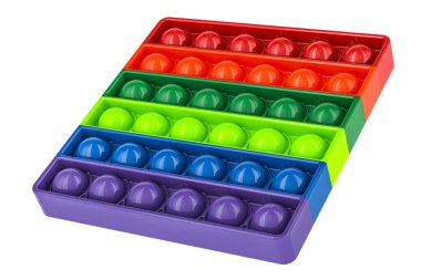 Silikon, gaza bas. Bubble Fidget Oyuncağı. Beyaz arkaplanda 3B görüntüleme izole edildi