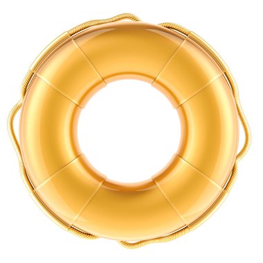 Altın Lifebuoy, Ödül Kupası. Beyaz arkaplanda 3d görüntüleme izole edildi