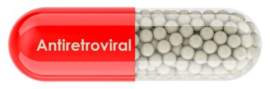 Antiretroviral tedavi, antiretroviral kapsül. Beyaz arkaplanda 3B görüntüleme izole edildi