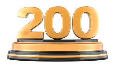 Altın 200, podyum ödülü. Beyaz arkaplanda 3B görüntüleme izole edildi