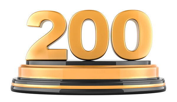 Золотая 200, премия подиума. 3D рендеринг изолирован на белом фоне