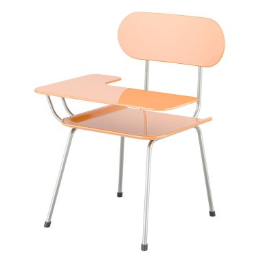 1 Öğrenci Masası Başkanı, Bekar Masası. Beyaz arkaplanda 3B görüntüleme izole edildi