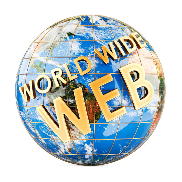 Всемирная паутина, концепция. 3D рендеринг изолирован на белом фоне