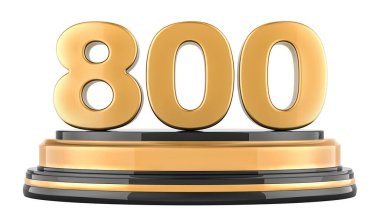 Altın 800 podyum, ödül konsepti. Beyaz arkaplanda 3B görüntüleme izole edildi