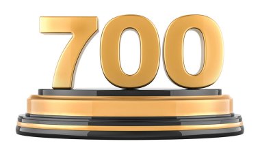 Altın 700 podyum, ödül konsepti. Beyaz arkaplanda 3B görüntüleme izole edildi