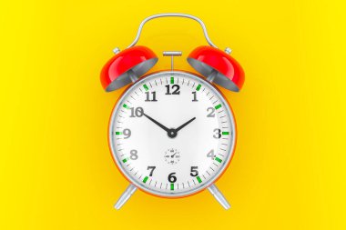 Kırmızı alarmlı saat ön görünüm, turuncu arkaplan üzerinde 3D görüntüleme