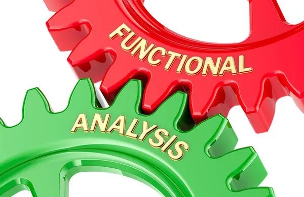 Functional Analysis Concept Colored Gearwheels Rendering — Stock Photo, Image