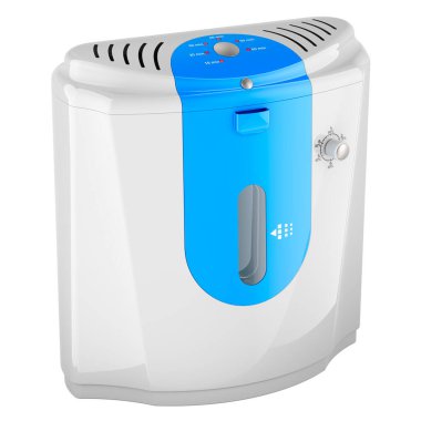 Küçük Taşınabilir Oksijen Yoğunlaştırıcısı, beyaz arkaplanda 3 boyutlu görüntüleme