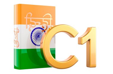 C1 Indian level, concept. Level Advanced, 3D rendering isolated on white background clipart