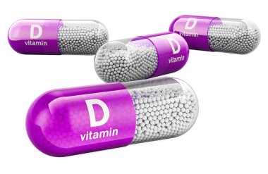 D vitamini kapsülü, kolesistektomi. Beyaz arkaplanda 3B görüntüleme izole edildi