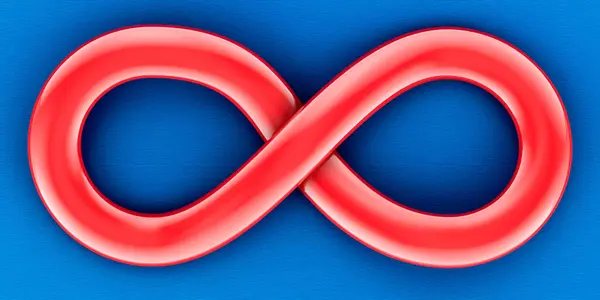 Röd Oändlighet Symbol Blå Bakgrund Rendering — Stockfoto