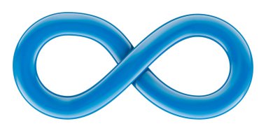 Mavi Sonsuzluk sembolü, beyaz arkaplanda 3 boyutlu görüntüleme