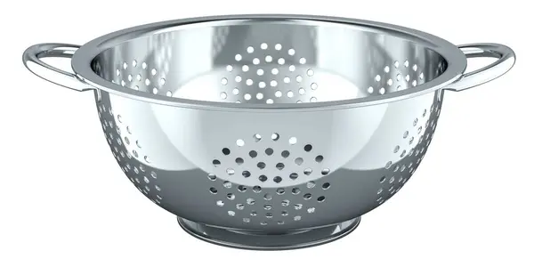 stock image Stainless Steel Colander, 3D rendering isolated on white background