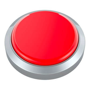 Kırmızı ağ düğmesi, beyaz arkaplanda 3 boyutlu görüntüleme