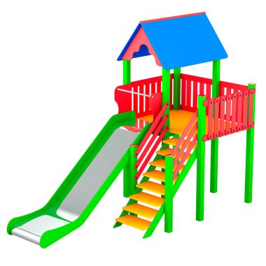 Renkli oyun alanı, beyaz arkaplanda 3 boyutlu görüntüleme 