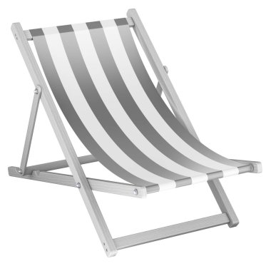 Siyah beyaz çizgili iskemle, beyaz arkaplanda 3 boyutlu görüntüleme