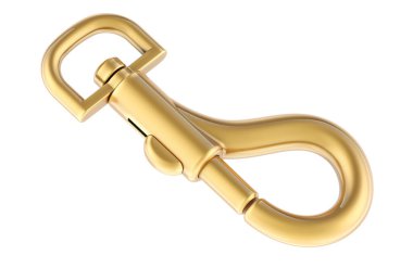 Altın Karabinalı Kanca, beyaz arkaplanda 3 boyutlu görüntüleme 