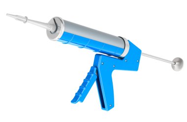 Hand Caulking Gun, Caulk Gun, Sealant Gun with silicone sealant tube, 3D rendering isolated on white background clipart