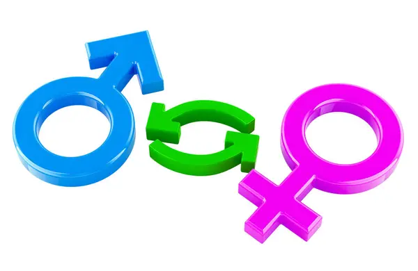 stock image Gender transition, concept. 3D rendering isolated on white background