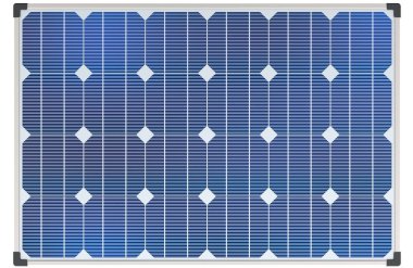 Güneş paneli, üst manzara. Beyaz arkaplanda 3B görüntüleme izole edildi