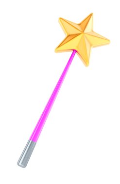 Sihirbaz değnek, beyaz arka plan üzerinde izole 3d render