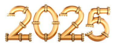 Bakır borular 2025, 3D görüntüleme beyaz arkaplan üzerinde izole 