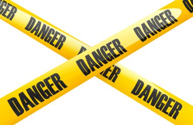 Tehlike uyarı bariyer şeritler, beyaz arka plan üzerinde izole 3d render