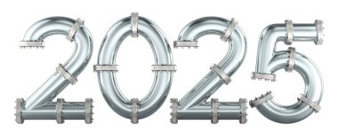 Çelik borular 2025, 3D görüntüleme beyaz arkaplan üzerinde izole 