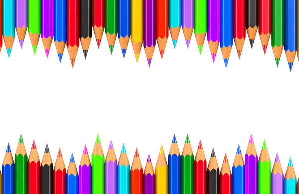 Background from colored pencils, 3D rendering isolated on white background