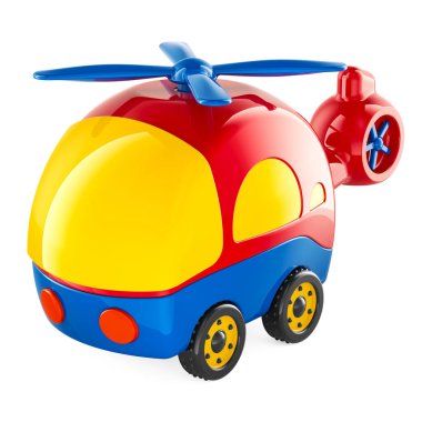 Çocuklar için oyuncak helikopter, 3 boyutlu görüntüleme beyaz arkaplanda izole edildi