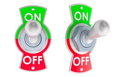 Düğmeyi aç, aç. Ön ve yan görünümler, beyaz arkaplanda üç boyutlu görüntüleme