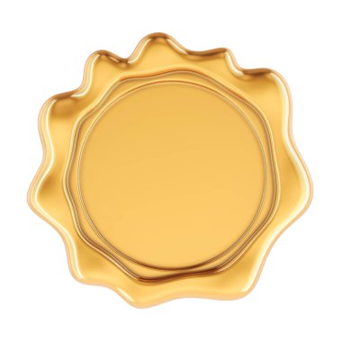 Altın mum mühür, beyaz arka plan üzerinde izole 3d render