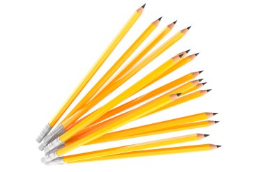 Bir yığın Grafit Kalemi. Beyaz arkaplanda 3B görüntüleme izole edildi 