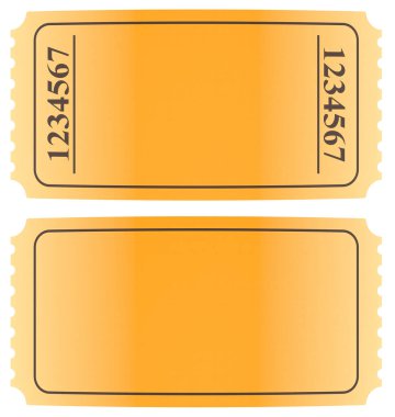 Boş Altın Biletler, model şablon. Beyaz arkaplanda 3B görüntüleme izole edildi